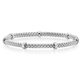 4mm Himbeer-Armband mit Rollo elastisch 585 Gold Weißgold stretch