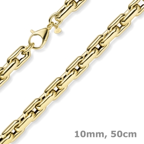 10mm Halskette Phantasiekette Weitanker-Kette aus 585 Gold Gelbgold 50cm