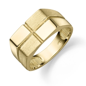 Herrenring flach aus 585 Gold Gelbgold Ring für Männer 4 Rechtecke Herrenring flach aus 585 Gold Gelbgold Ring für Männer 4 Rechtecke