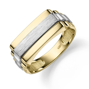 Herrenring aus 585 Gold Gelbgold mit Streifen aus 585 Weißgold Ring für Männer Herrenring aus 585 Gold Gelbgold mit Streifen aus 585 Weißgold Ring für Männer