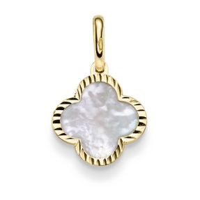 Anhänger aus 585 Gelbgold mit Blume Kleeblatt aus Perlmutt klein 12,5x20,5mm Anhänger aus 585 Gelbgold mit Blume Kleeblatt aus Perlmutt klein 12,5x20,5mm
