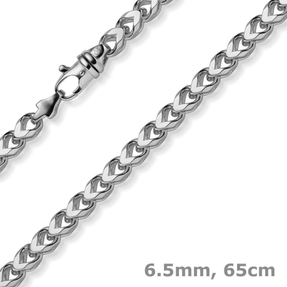 6,5mm Franco Kette Halskette Collier aus 585 Gold Weißgold massiv 65cm Herren
