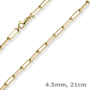 4,5mm Armband Paper-Clip Kette Armkette aus 585 Gold Gelbgold massiv 21cm
