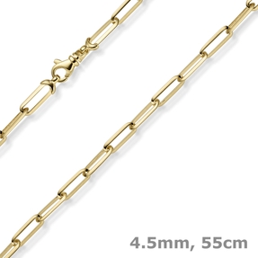 4,5mm Paper-Clip Kette Halskette Collier 585 Gold Gelbgold massiv 55cm
