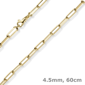 4,5mm Paper-Clip Kette Halskette Collier 585 Gold Gelbgold massiv 60cm