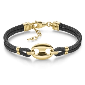 14,5mm Armband Schiffsanker 585 Gold Gelbgold massiv mit Textilband 18-21cm 14,5mm Armband Schiffsanker 585 Gold Gelbgold massiv mit Textilband 18-21cm