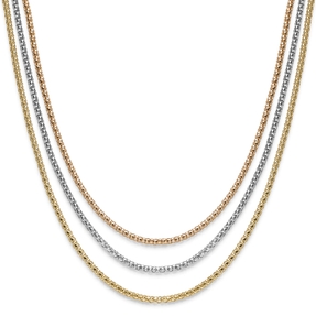 Himbeer Kette Collier Halskette 3-reihig 585 Gold gelb/weiß/rot tricolor 45cm Himbeer Kette Collier Halskette 3-reihig 585 Gold gelb/weiß/rot tricolor 45cm