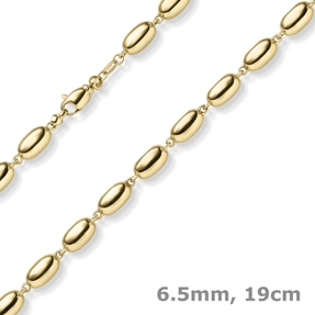 6,5mm Armband Oliven-Kette Armkette aus 585 Gold Gelbgold glänzend 19cm 6,5mm Armband Oliven-Kette Armkette aus 585 Gold Gelbgold glänzend 19cm