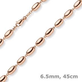 6,5mm Oliven-Kette Halskette Collier aus 585 Gold Rotgold glänzend 45cm 6,5mm Oliven-Kette Halskette Collier aus 585 Gold Rotgold glänzend 45cm