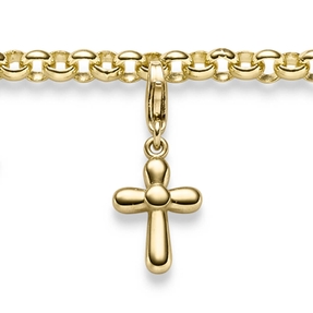Einhänger Kreuz Kreuzchen Anhänger Charm aus 585 Gold Gelbgold glänzend 9x23mm Einhänger Kreuz Kreuzchen Anhänger Charm aus 585 Gold Gelbgold glänzend 9x23mm