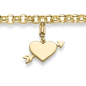 Einhänger Herz mit Pfeil Herzchen Amor Anhänger Charm 585 Gold Gelbgold 16x18mm Einhänger Herz mit Pfeil Herzchen Amor Anhänger Charm 585 Gold Gelbgold 16x18mm