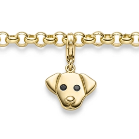 Einhänger Hund Hundkopf Anhänger Charm 585 Gold Gelbgold glänzend 12,5x20,5mm