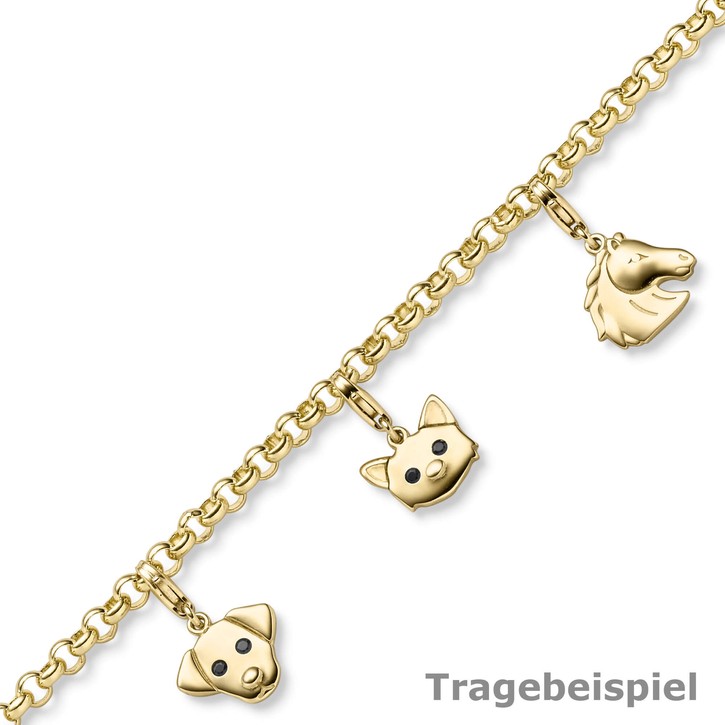 Einhänger Katzenkopf Charm aus 585 Gelbgold