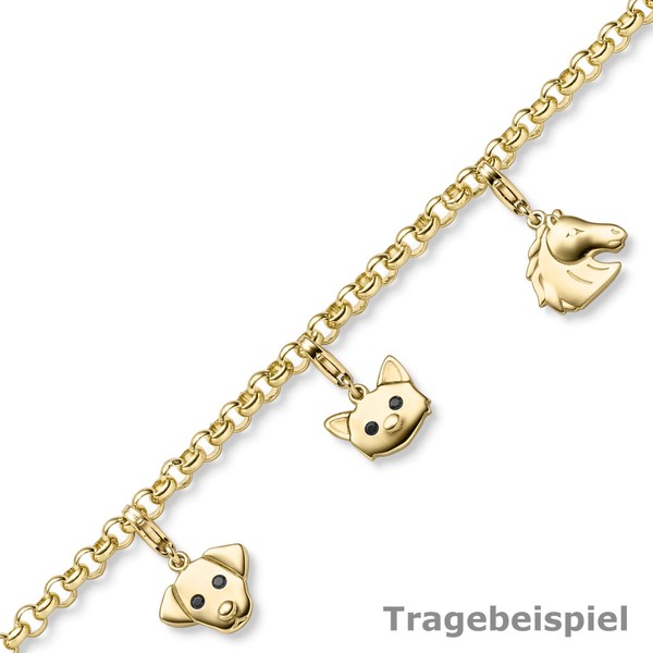 Einhänger Katzenkopf Charm aus 585 Gelbgold