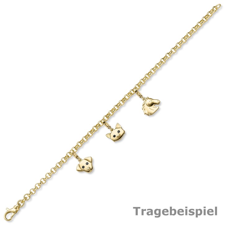 Einhänger Pferdkopf Charm aus 585 Gelbgold