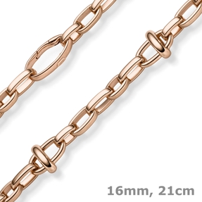 16mm Phantasie-Armband Armkette aus 585 Gold Rogold 21cm
