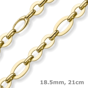 18,5mm Phantasie-Armband ovale Kettenglieder Armkette 585 Gold Gelbgold 21cm