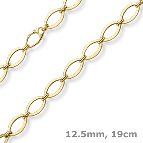 12,5mm Phantasie-Armband ovale Kettenglieder Armkette 585 Gold Gelbgold 19cm 12,5mm Phantasie-Armband ovale Kettenglieder Armkette 585 Gold Gelbgold 19cm