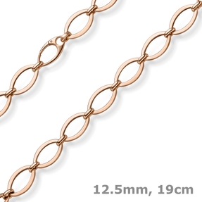 12,5mm Phantasie-Armband ovale Kettenglieder Armkette 585 Gold Rotgold 19cm 12,5mm Phantasie-Armband ovale Kettenglieder Armkette 585 Gold Rotgold 19cm