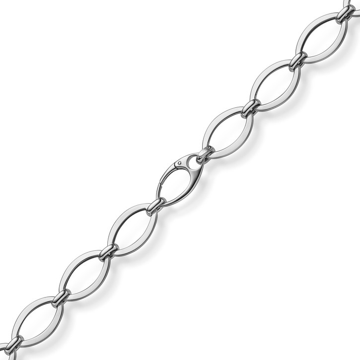 12.5mm Armband mit ovalen Kettengliedern 585 Weißgold 21cm