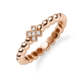 Ring Kugelring aus 585 Gold Rotgold mit 5 Diamant-Brillanten 0,03ct. TW-SI