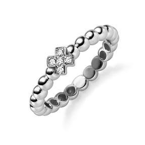Ring Kugelring aus 585 Gold Weißgold mit 5 Diamant-Brillanten 0,03ct. TW-SI