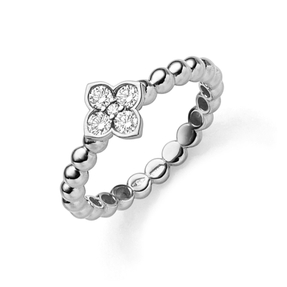 Ring Kugelring Blume 585 Gold Weißgold mit 5 Diamant-Brillanten 0,24ct. TW-SI