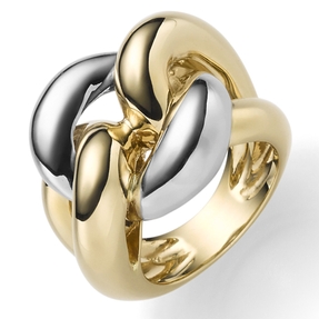 Breiter Ring Damenring aus 585 Gold gelb/weiß bicolor B: 21mm