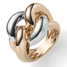 Breiter Ring Damenring aus 585 Gold weiß/rot bicolor B: 21mm