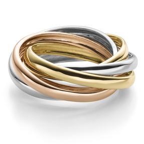 6-er Ring aus 585 Gold Gelbgold Weißgold Rotgold massiv tricolor Breite 6mm