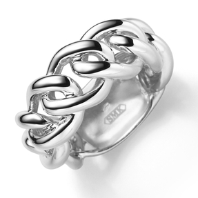 Ring Damenring Rund-Panzer aus 585 Gold Weißgold Breite 11mm