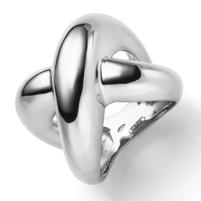 Breiter Ring aus 585 Gold Weißgold Breite 19,5mm gewölbt gekreuzt