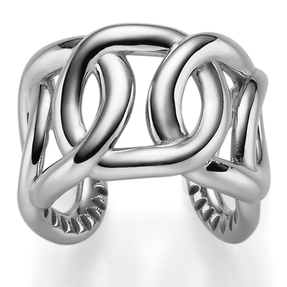 Breiter offener Ring Damenring aus 585 Gold Weißgold Breite 17mm