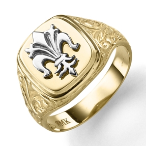 Ring Siegelring Herrenring heraldische Lilie 585 Gold Gelbgold Weißgold B: 16mm Ring Siegelring Herrenring heraldische Lilie 585 Gold Gelbgold Weißgold B: 16mm