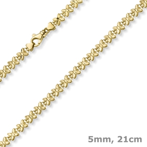 5mm Fantasie Armband Armkette Schmetterlinge aus 585 Gold Gelbgold 21cm