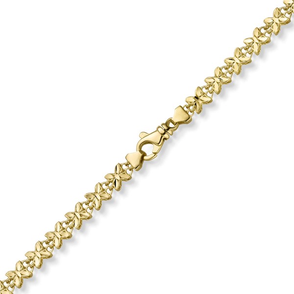 5mm Fantasie Collier Schmetterlinge aus 585 Gelbgold 45cm