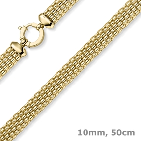 10mm breite Phantasie-Kette Halskette Collier aus 585 Gold Gelbgold 50cm