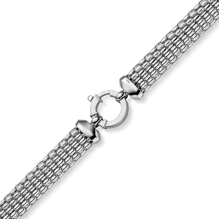 10mm breite Phantasie-Kette aus 585 Weißgold 45cm