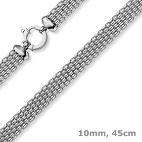 10mm breite Phantasie-Kette Halskette Collier aus 585 Gold Weißgold 45cm