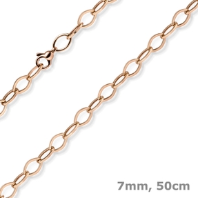 7mm Phantasie-Kette Halskette Collier aus 585 Gold Rotgold glänzend 50cm