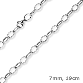 7mm Phantasie Armband Armkette aus 585 Gold Weißgold glänzend 19cm