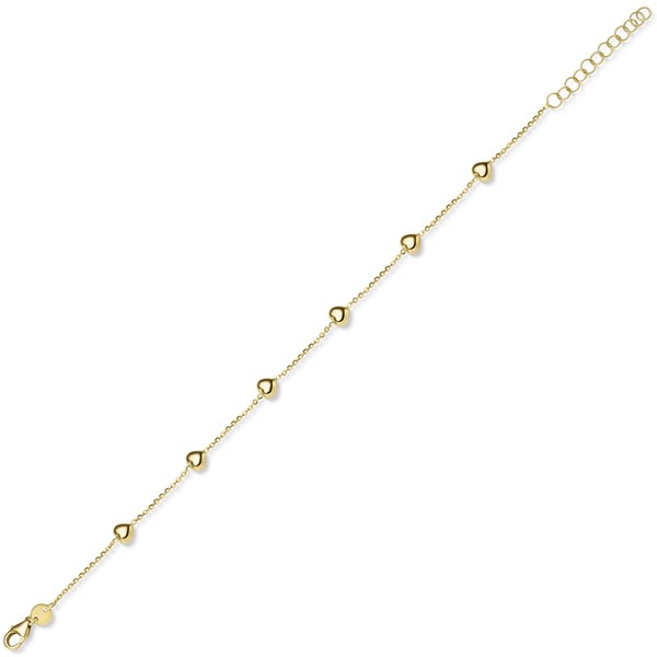 Armband Armkette mit 6 Herzen aus 585 Gelbgold 21cm