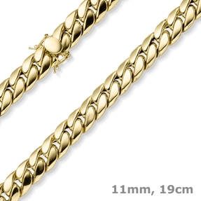 11mm Armband Panzerkette aus 585 Gold Gelbgold hohl mit Kastenschloss 19cm 11mm Armband Panzerkette aus 585 Gold Gelbgold hohl mit Kastenschloss 19cm