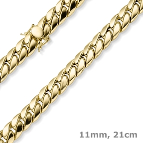 11mm Armband Panzerkette aus 585 Gold Gelbgold hohl mit Kastenschloss 21cm 11mm Armband Panzerkette aus 585 Gold Gelbgold hohl mit Kastenschloss 21cm