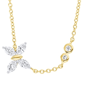 Collier Anhänger Schmetterling 6 Diamanten 0,33ct TW-SI 750 Gold Gelbgold 45cm