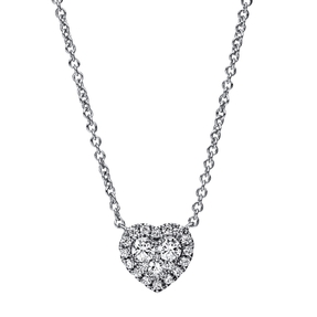 Collier Herz 7,6x8,2mm mit 22 Diamant-Brillanten 0,26ct TW-SI 750 Gold Weißgold
