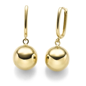 Paar Ohrhänger Ohrringe Creolen mit Kugel aus 585 Gold Gelbgold 28,5x11mm Paar Ohrhänger Ohrringe Creolen mit Kugel aus 585 Gold Gelbgold 28,5x11mm