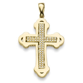 Anhänger Kreuz 44,5x26mm 585 Gold Gelbgold 60 Diamant-Brillanten 0,40ct TW-SI Anhänger Kreuz 44,5x26mm 585 Gold Gelbgold 60 Diamant-Brillanten 0,40ct TW-SI