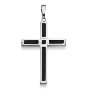 Anhänger Kreuz mit Onyx schwarz 47x24,5mm 585 Gold Weißgold glänzend schlicht Anhänger Kreuz mit Onyx schwarz 47x24,5mm 585 Gold Weißgold glänzend schlicht