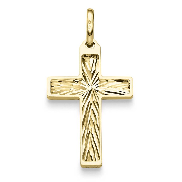 Anhänger Kreuz 30x16mm aus 585 Gelbgold